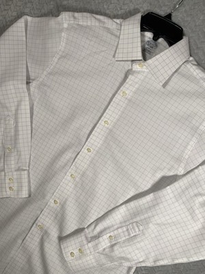 Brooks Brothers Regent Fit Dress Shirt Men 16 35 White Graph Check Supima Cotton