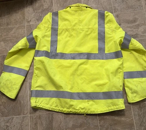 Carhartt Hi-Vis Reflective Safety Work Jacket Yellow/Black Sz M Class 3 Level 2 image 13