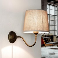 Wandleuchte Lampe Stoff Beige Aus Messing Handarbeit Schlafzimmer Wohnzimmer