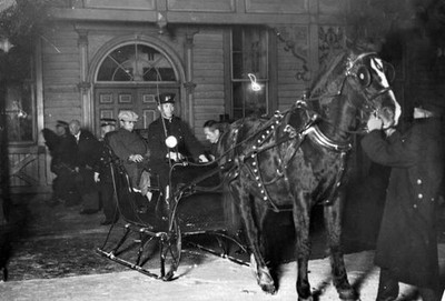 Prince Takamatsu a sleigh Sapporo Station way Soranuma Ski Reso- Japan Old Photo