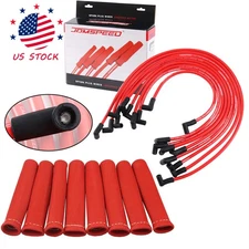 JDMSPEED Plug Wires Set With BOOTS HEAT SHIELD PROTECTOR SBC BBC HEI 350 383 454