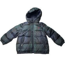 Polo Ralph Lauren Toddler Boys Plaid Down Puffer Hooded Size 3T Green Blue Red