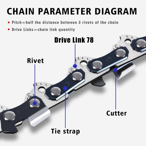 3 Pack 20 Inch Chainsaw Chain .325" Pitch .050" Gauge 78 Drive Links, Full Ch... - Picture 3 of 5