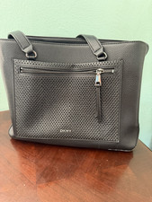 DKNY Black Pebbled Tote Bag Double Handles Lo...
