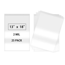Fessary 25pcs 13 X 18 Resealable 2 Gallon Zip Lock Bags Large Plastic Poly Ba...