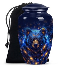 Dark Blue Bear Large Urns For Human Ashes Adult Male  Female 10 Inch 