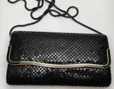 80's Vintage Black Metal Chainmail Mesh Clutch LaRegale LTD