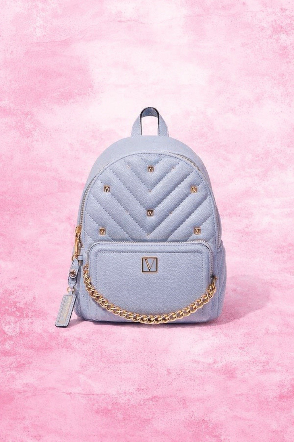 Victoria Secret PINK Women's Mini Backpack With Light Baby Blue Color NWOT