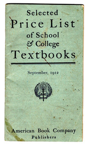 1912 American Book Company Selected Price List of School & College Textbooks