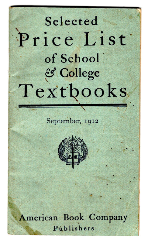 1912 American Book Company Selected Price List of School & College Textbooks