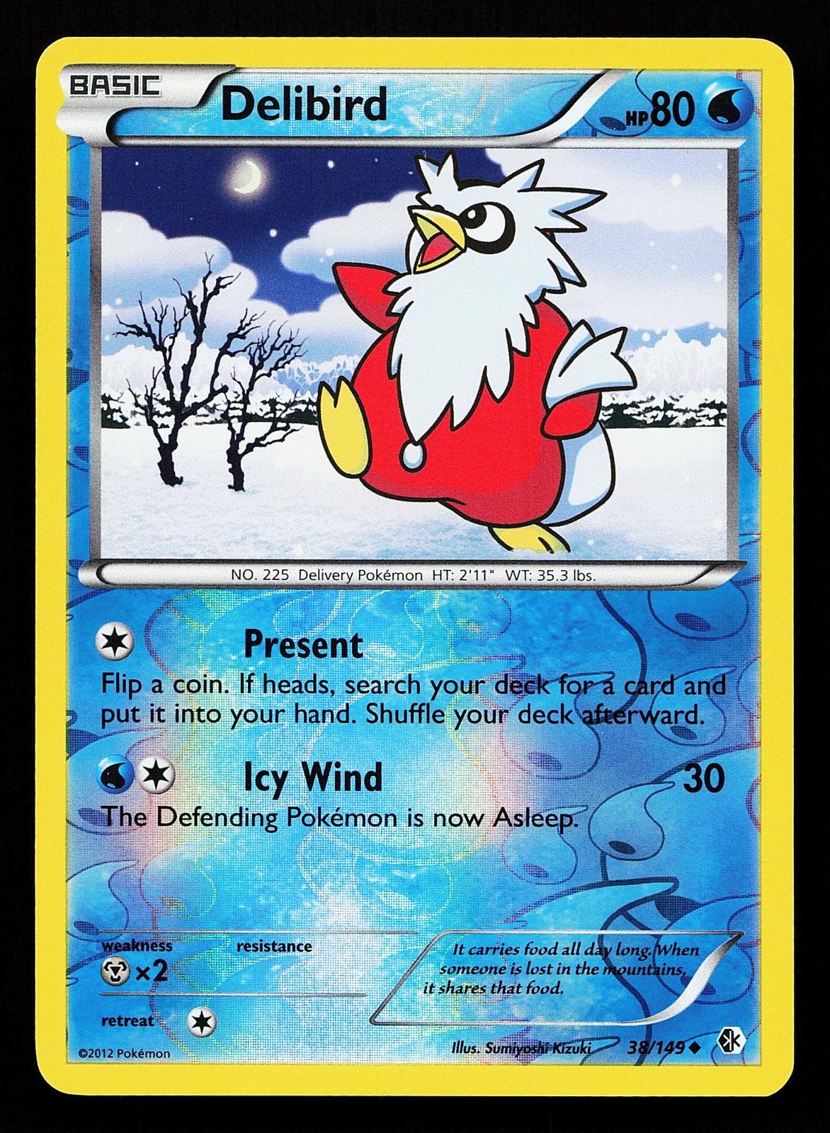 Delibird 38/149 Reverse Holo Uncommon Boundaries Crossed Pokemon Card