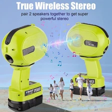 Cordless Bluetooth Speaker Compatible with Ryobi 18V Battery with LED Light USB-