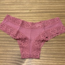 Victoria  s Secret Cheeky Panty XS Pink Lace Trim Cotton Blend Underwear NWT