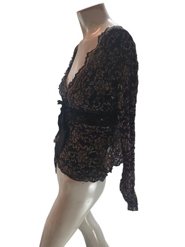 Ann Ferriday Women's Set O/S Black Lace Camisome Wrap Tie - Picture 5 of 14
