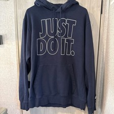 Nike Just Do It Hoodie Mens Large L Navy Blue JDI Graphic Pullover Sweatshirt