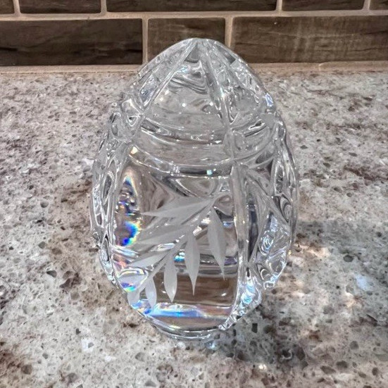 Sullivans Crystal Handmade Paperweight Poland Decorative Etched Pattern