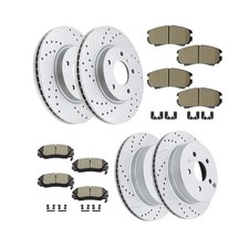 Front 12.64 , 321mm and Rear Drilled and Slotted Rotors Ceramic Brake Pa