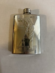 English Pewter Company Flask w/ Golfer ~ Made in Sheffield, England