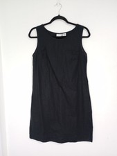 Liz Baker Womens Sleeveless Black Linen Cotton Shift Dress Small