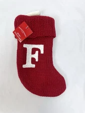 New Wondershop Red Mini 8” Christmas Knit Stocking Initial Letter “F”