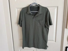 Vuori Polo Shirt Mens Large Green Heather Short Sleeve Chest Pocket Performance