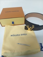 Louis Vuitton Monogram Brown Belt Gold Buckle Size 95/38 Extra Hole w/Box