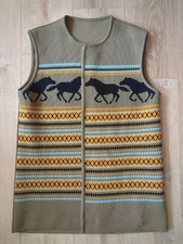 Vintage Western Horse Heavy Knit Vest Beatnik Cowboy Mens Medium Women's XL