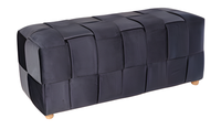 Schwarzer Holz-Textil Hocker Im Eleganten Design