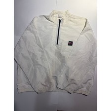 Vintage 90s Surf Style Half Zip Windbreaker Jacket White OSFA Made in USA