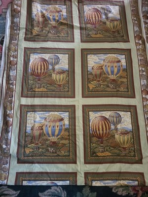 6 yards hot air balloon fabric material squares Cranston vintage huge piece