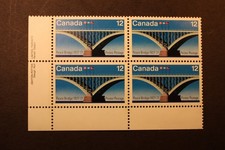 Canada 12c Stamp Block of 4 MNH Inscription Corner Scott # 737       Issued 1977