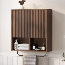 Bathroom Wall Cabinet, Fluted Wooden Medicine Cabinet Storage