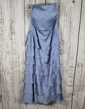Alfred Sung Women's Sleeveless Ruffles Dress Gown Size 18 Silky Satin D304