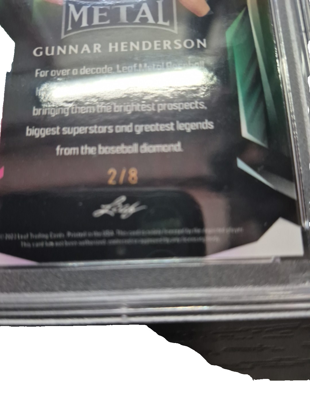 2023 Leaf Metal Gunnar Henderson #B17 SILVER CRYSTAL /8-PSA 9 MINT-POP 1-SSP view 3