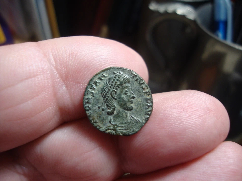 XF+ Constantius II AE4 (AD 348-354) Soldier Spearing Horseman - Image 2 of 4