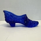 Fenton cobalt blue daisy and buttons Colonial small size shoe 5”