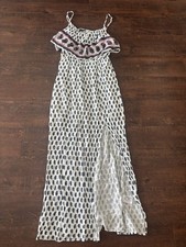 American Eagle Outfitters Women's Maxi Dress White With Blue Flowers Size Medium