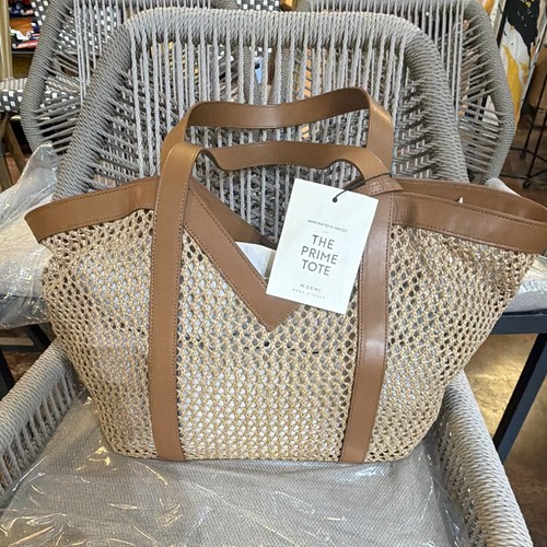 M.Gemi Women’s Tote Bag Beige/Brown Woven Pattern Logo, 