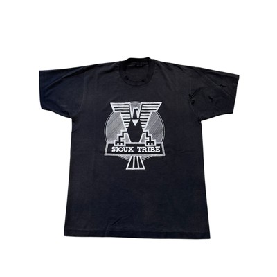Vintage 90s Sioux Tribe Shirt Faded Screen Stars Large Black