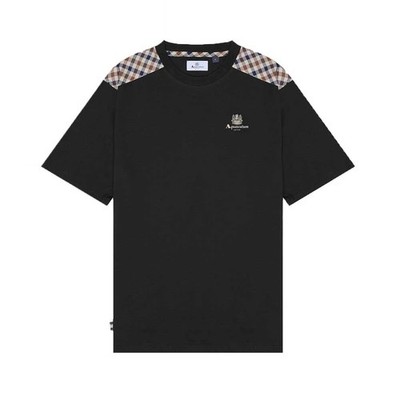 Aquascutum Active CC Club Check Shoulder T-Shirt - Schwarz