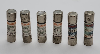 Lot of 6 - RELIANCE MEQ4 500V 4A TIME DELAY FUSE [MG4-3]