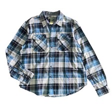 NEW Eddie Bauer Men  s Slim XL Flannel Shirt Back White Plaid Button Down Cotton
