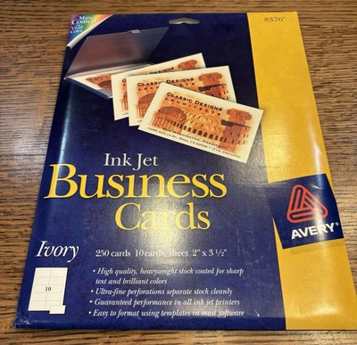 Avery 8376 Ink Jet Business Cards 2" x 3 1/2" Ivory (250 cards total ...