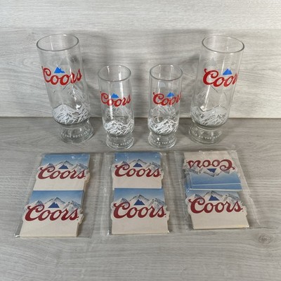4x Coors Light Gläser 2x Pint Glas 2x Half Pint & 30 Bierdeckel Man Cave Konvolut