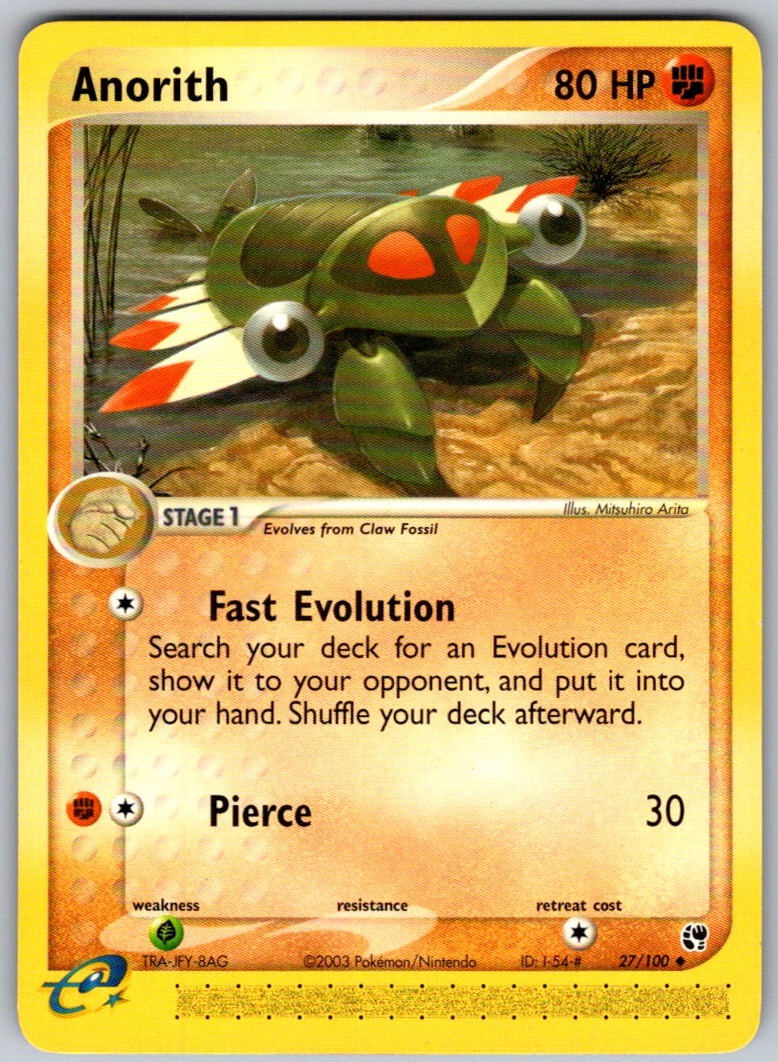 Anorith 27/100 Uncommon Sandstorm Pokemon Lightly Played