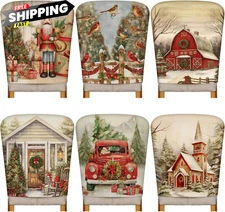 Moukeren 6 Pcs Christmas Chair Cover Set Stretch As Shown in the Figure 