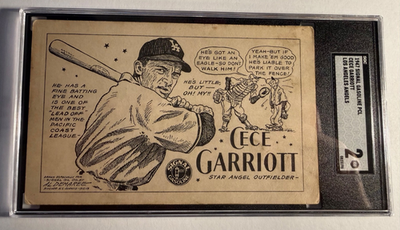 #ad 1947 Signal Oil Cece Garriott SGC 2 Los Angeles Angels PCL Rare $199.99