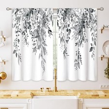 Eucalyptus Botanical Leaves Grey Floral 26"W x 30"L Pack of 2 11 Grey White