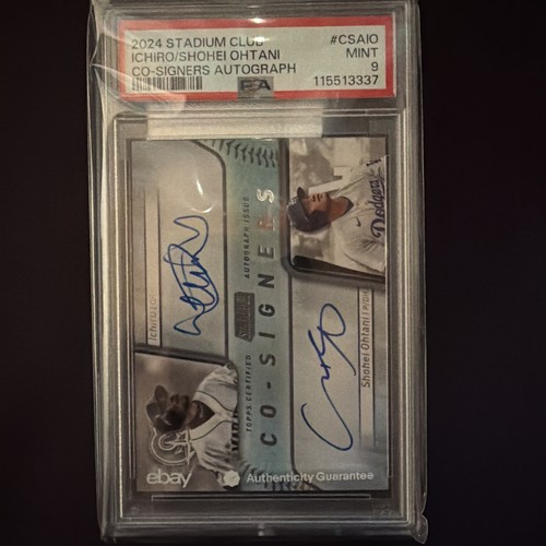 2024 Topps Stadium Club Ichiro Shohei Ohtani Co Signer Auto Autograph #/10 PSA 9