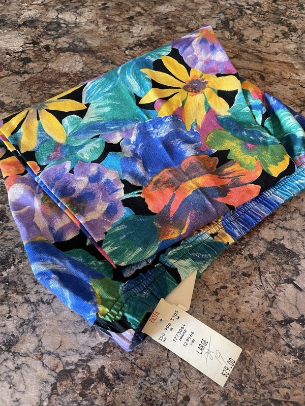 Vintage PASTA Stretch Pants Women’s Size U S L Flower Power Stretch Pants 1970s